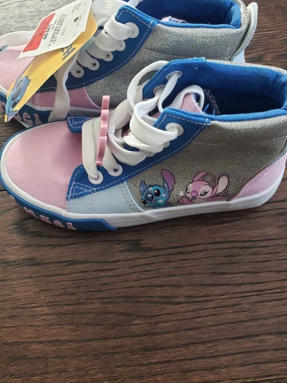 Kids Pink & Blue High-Top Sneakers with Stitch Character